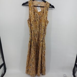 SIENNA MILLER twenty8twelve midi DRESS ochre designer print size 6 100% silk